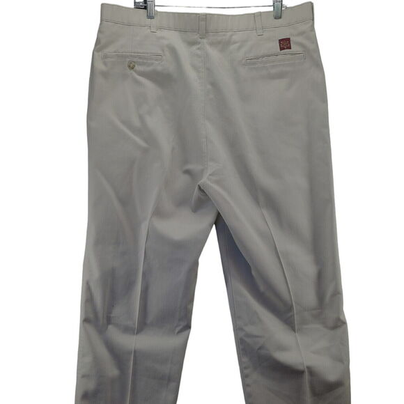 Haggar Mens Dress Pants Beige Size 40 100% Cotton Button Zip Closure Pockets - Picture 2 of 16